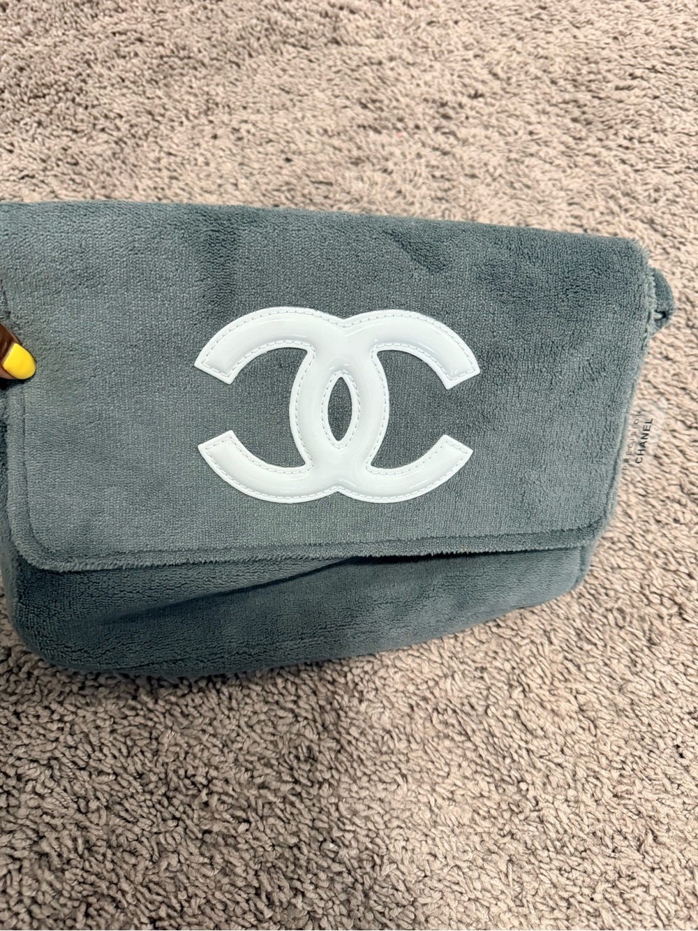 CHANEL VIP Gift of Purchase Plush Crossbody Bag in gray with whiteLogo - Picture 2 of 6